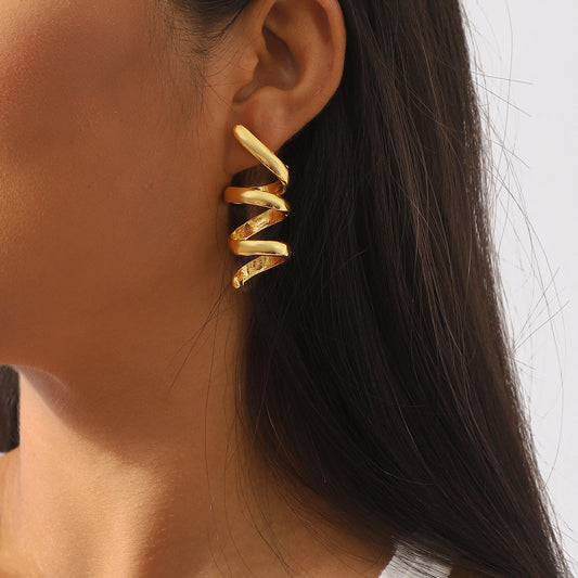 Fashionable simple design geometric line earrings