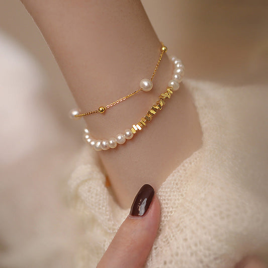 Fortune beaded pearl bracelet