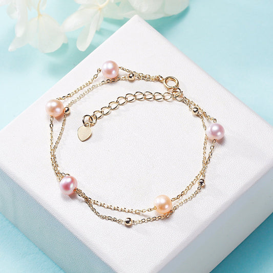 Freshwater pearl multi-layer wear pearl adjustable bracelet
