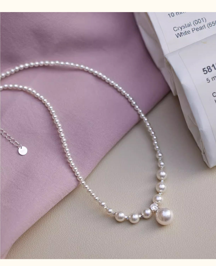 Full pearl edition shredded sterling silver necklace