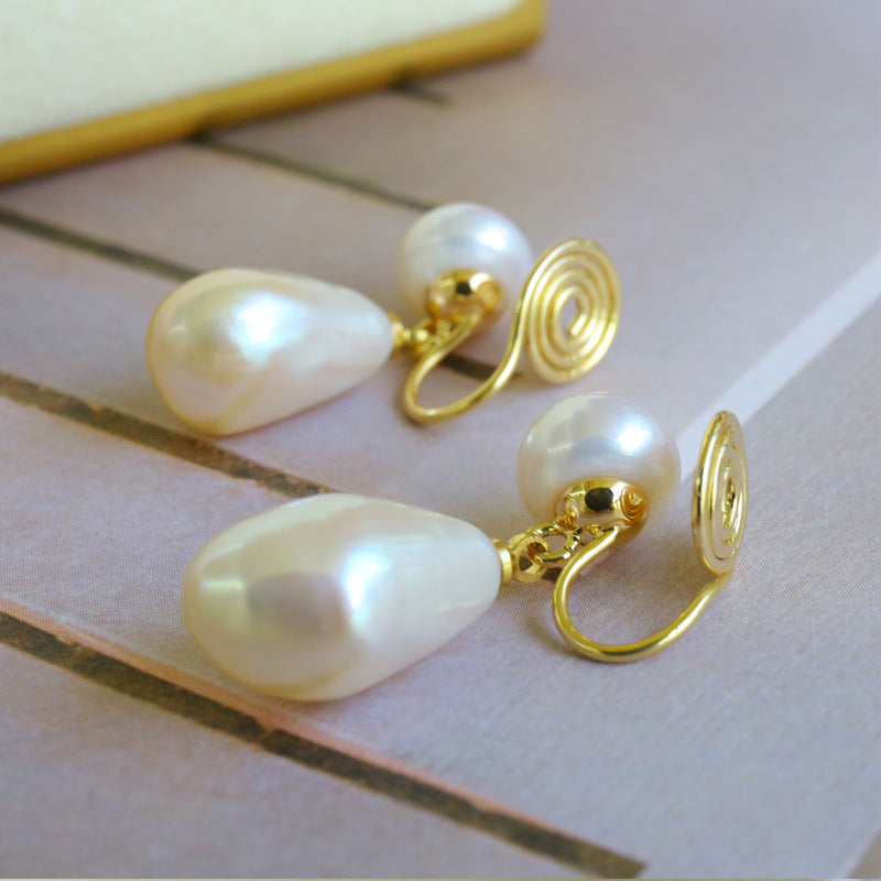 Natural fresh water pearl studs / mosquito coil ear clip