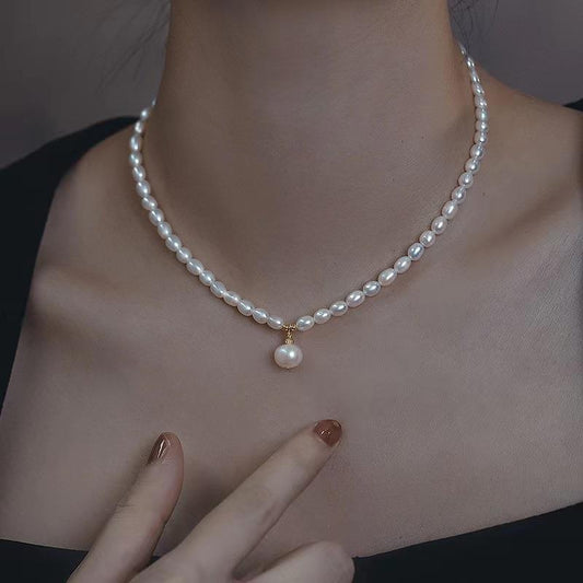Natural freshwater pearl vintage clavicle chain