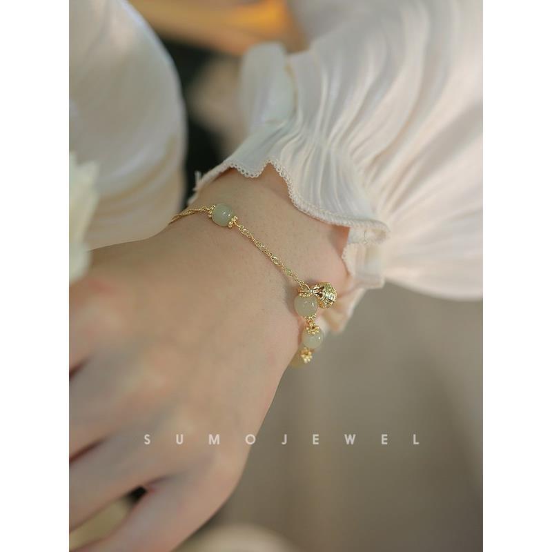 Charm Bell • Emerald Jade stone bracelet