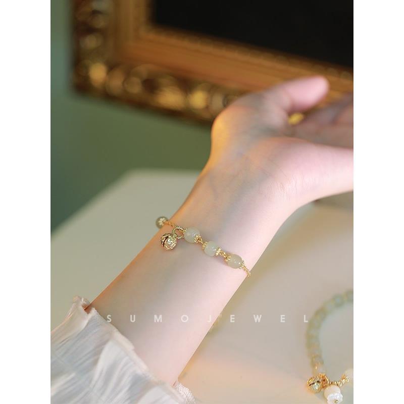 Charm Bell • Emerald Jade stone bracelet