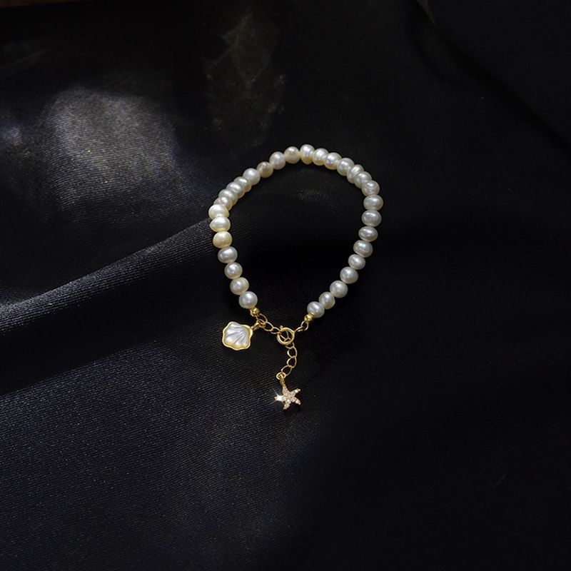 Shell starfish baroque freshwater pearl bracelet