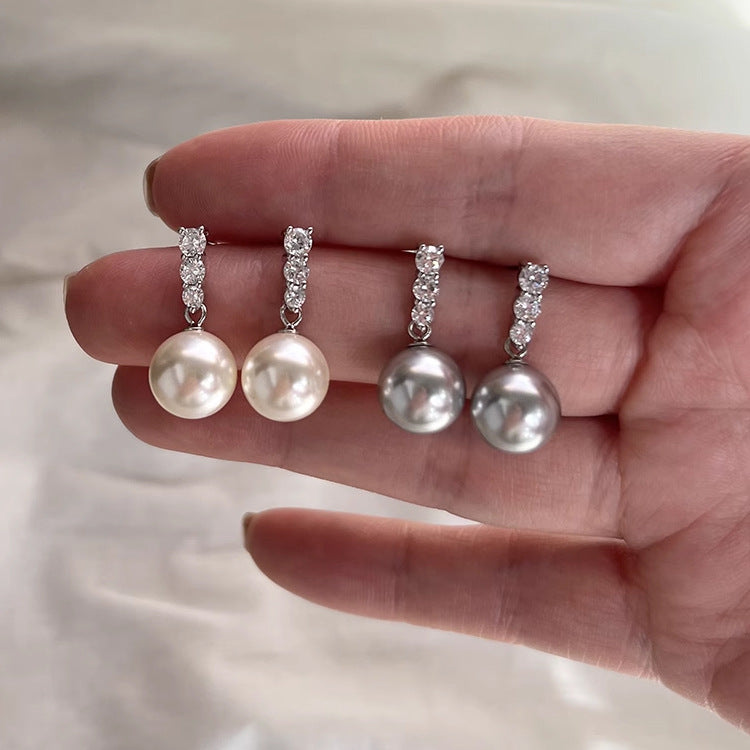 Sterling silver minimalist pearl earrings