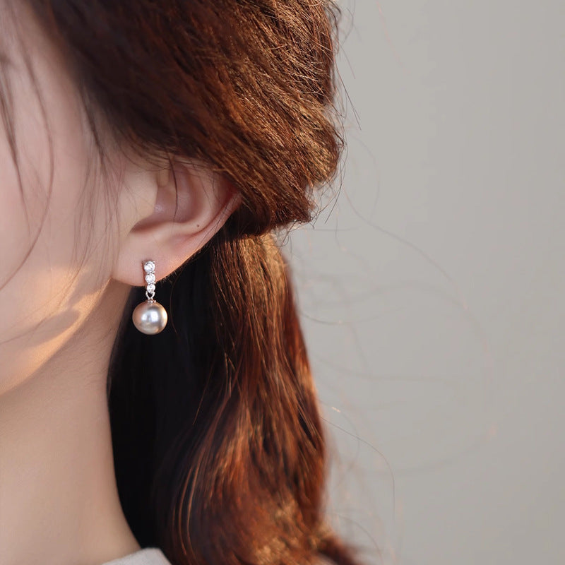 Sterling silver minimalist pearl earrings