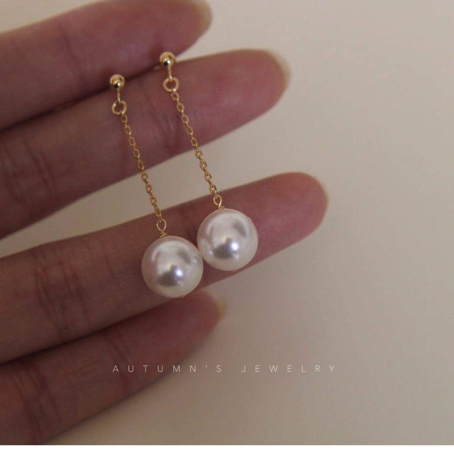Vintage freshwater pearl tassel silver needle 14k gold earrings