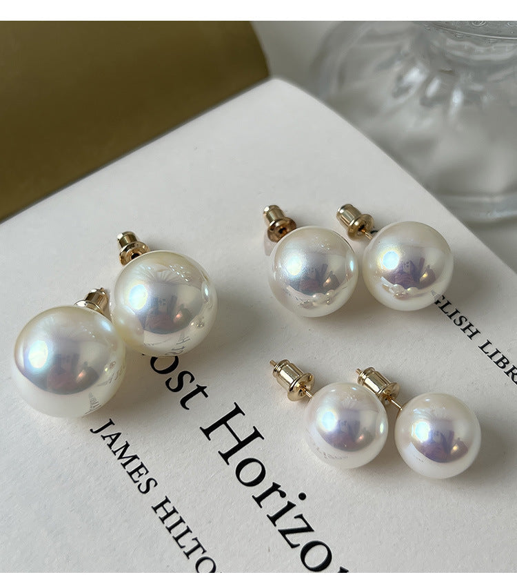 White bright crystal pearl earrings