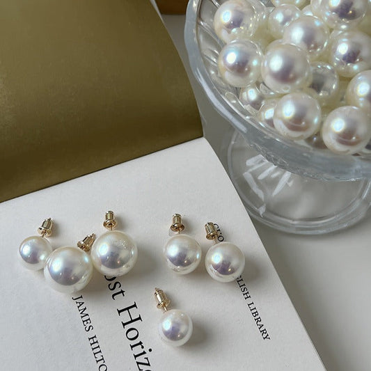 White bright crystal pearl earrings