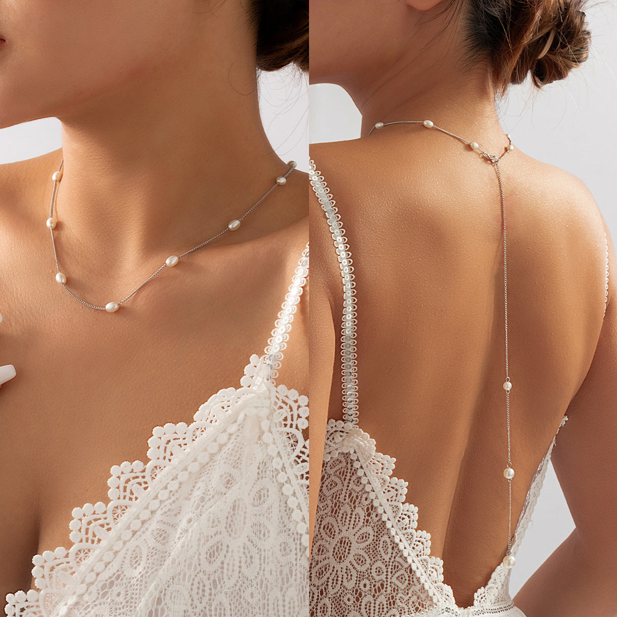 simple necklace bridal back body chain