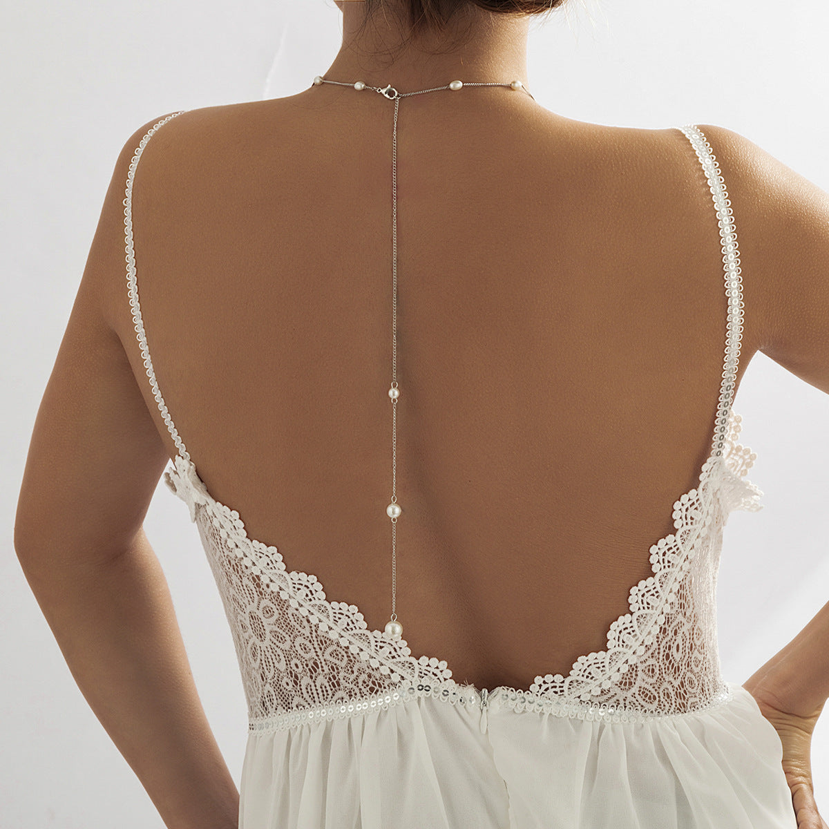 simple necklace bridal back body chain