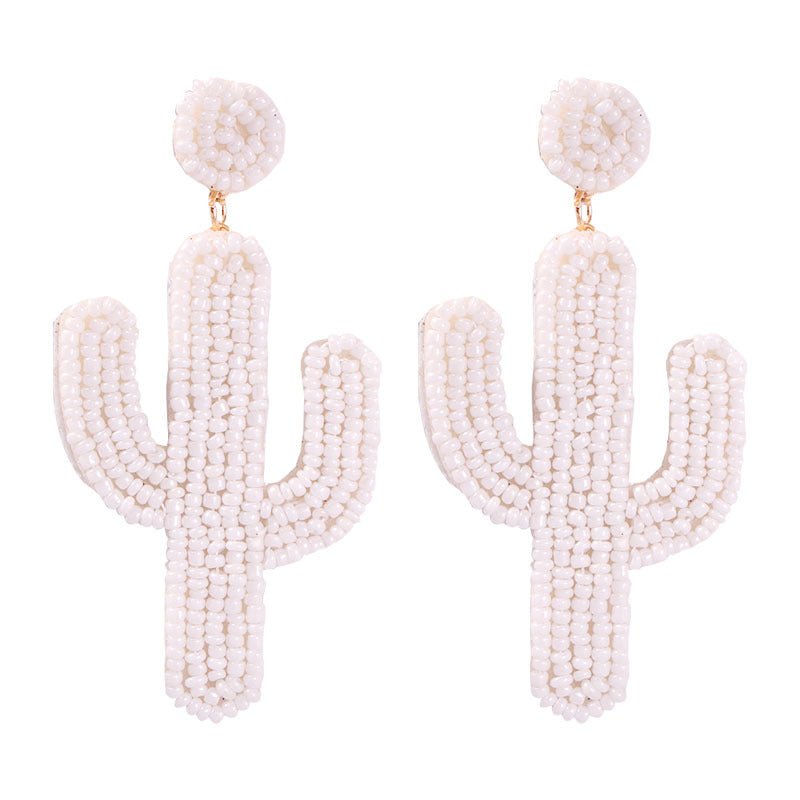 Creative cactus handmade rice bead earrings Bohemian ethnic style jewelry earrings