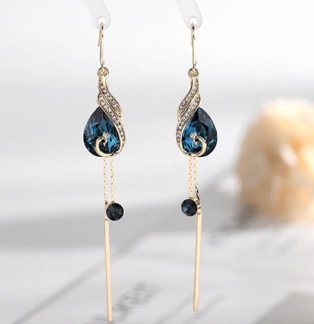 Peacock Sapphire Drop Earrings