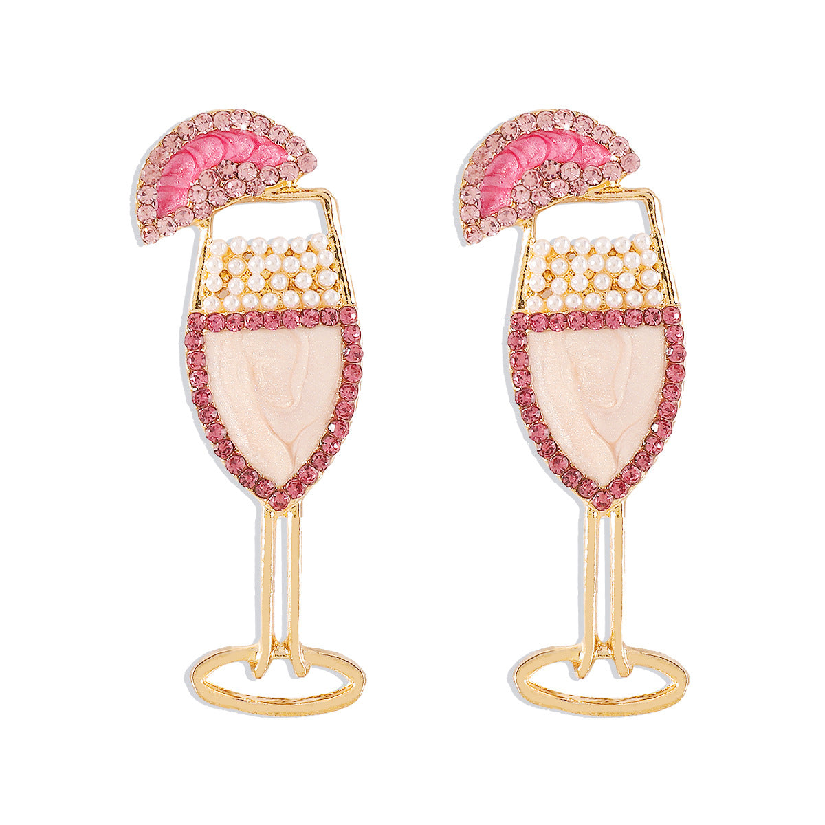 Stylish geometric wine glass earrings