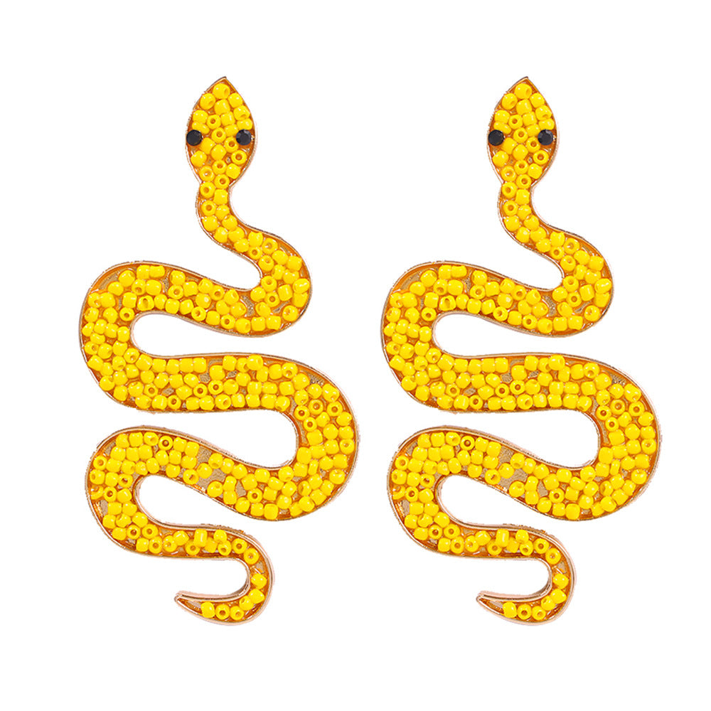 Rhinestone three-dimensional snake earrings