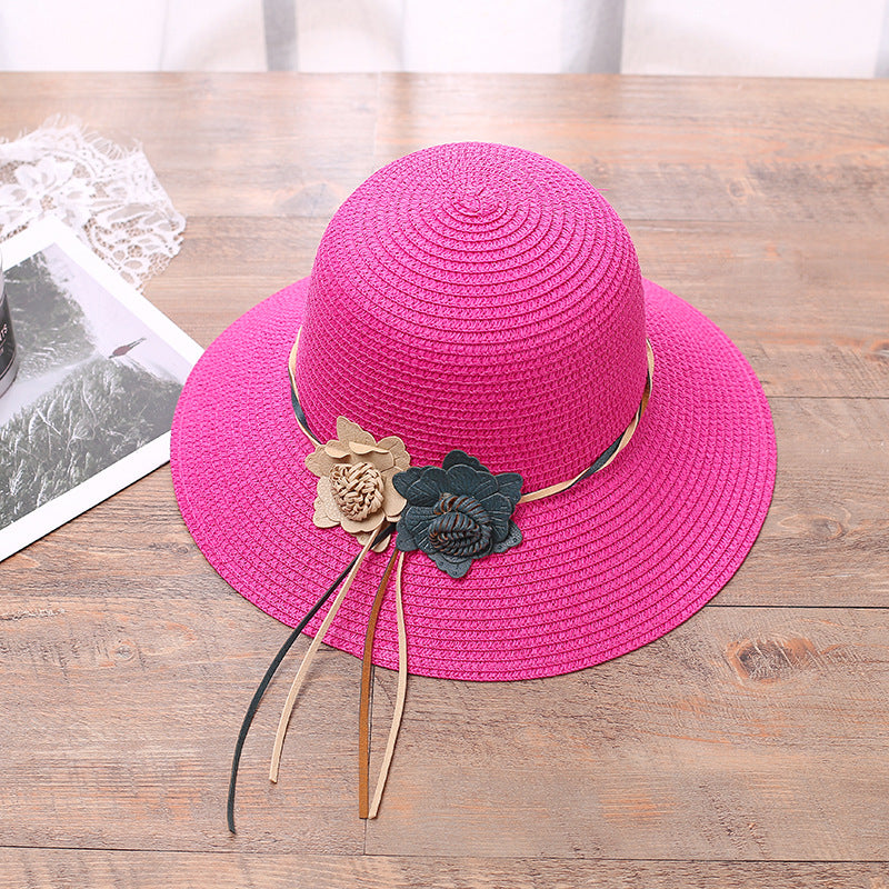 Woven flower straw hat for women