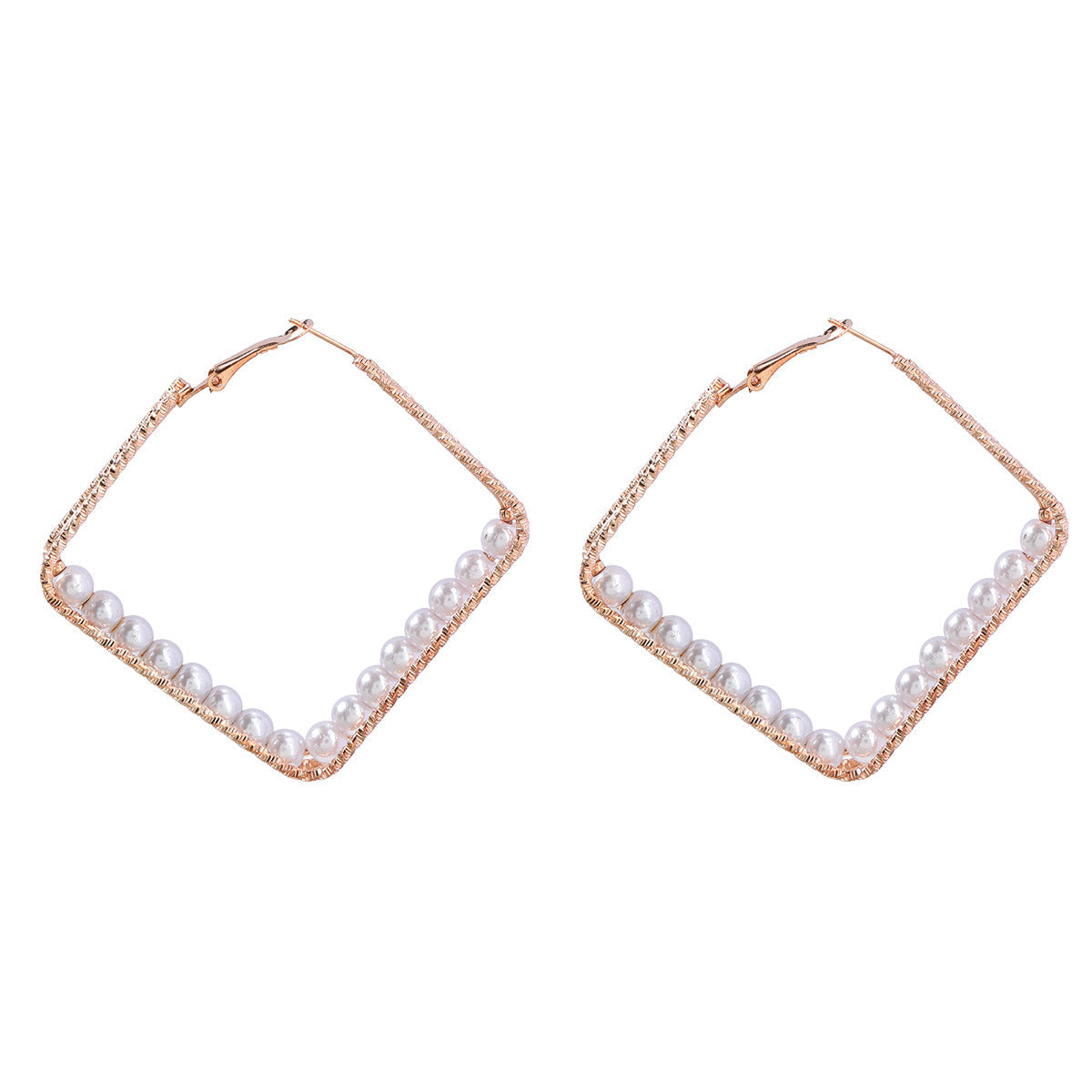 Gold and Pearl Metallic Geometric Earrings