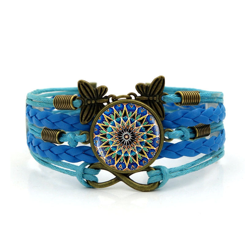 Bohemian Blue Time Gemstone Braided Bracelet