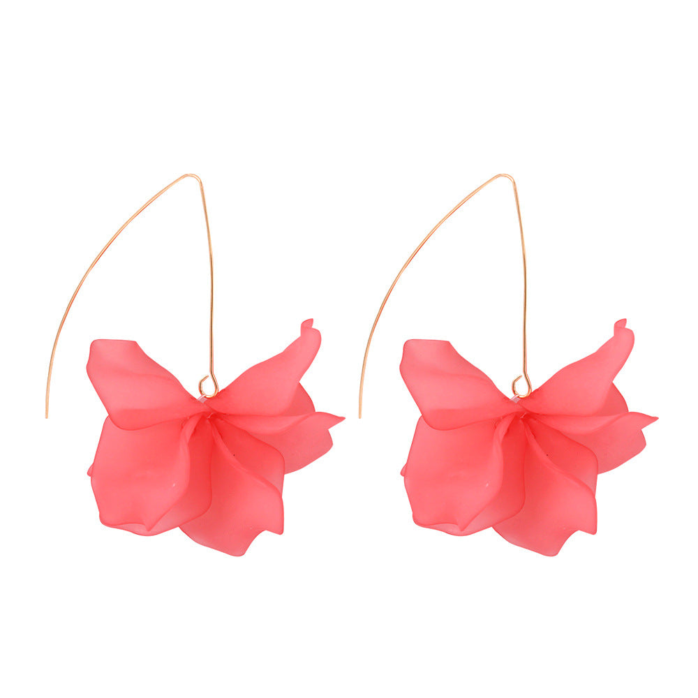 Stylish long flower drop earrings