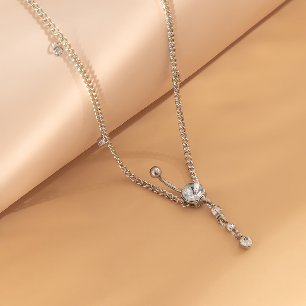 Personalized micro-paved navel stud body chain