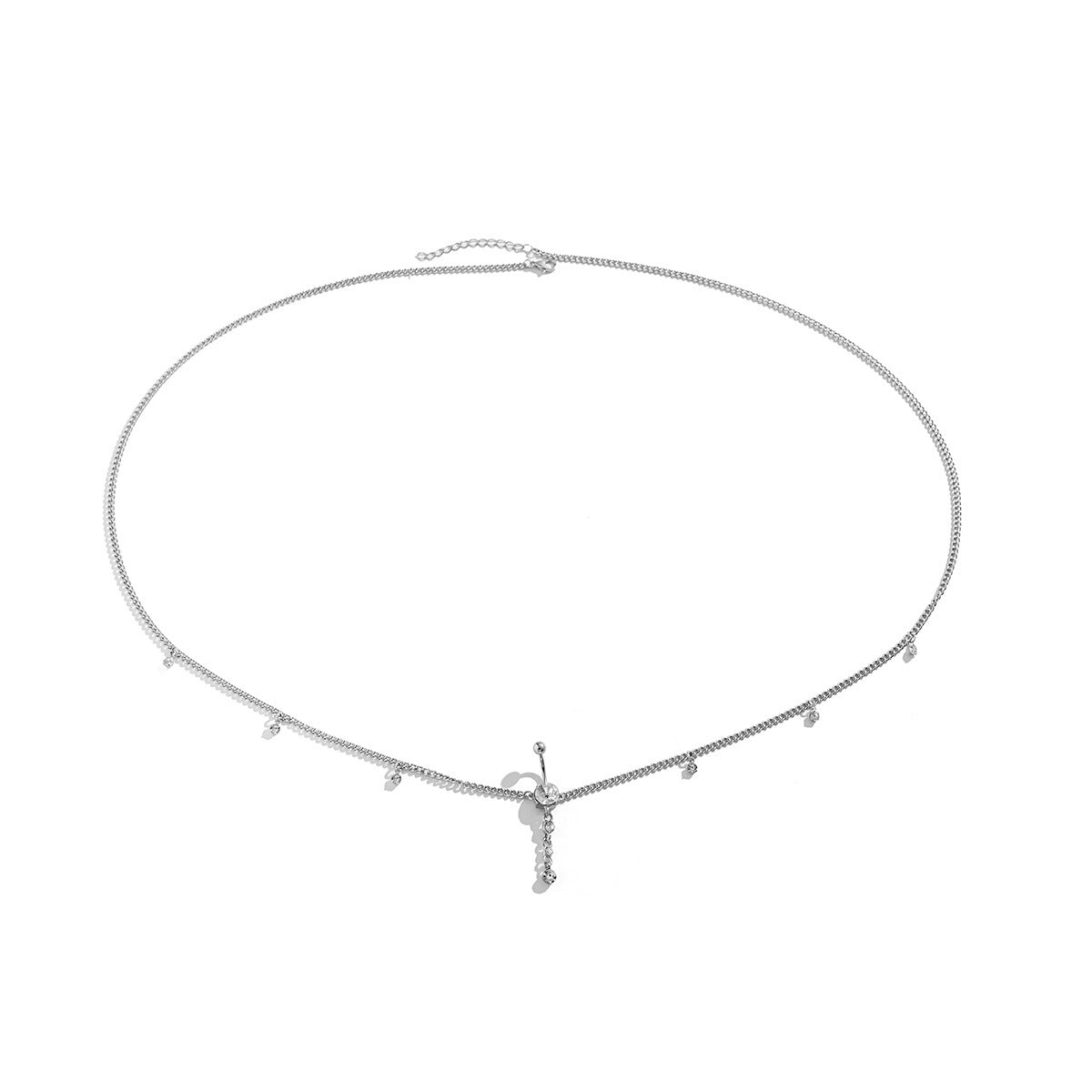 Personalized micro-paved navel stud body chain