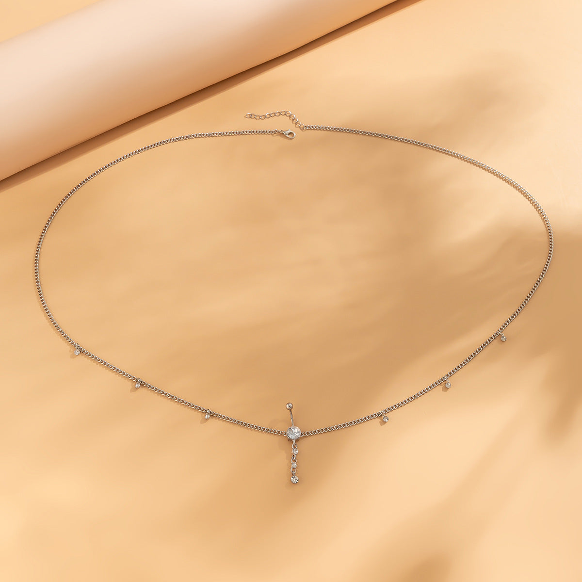 Personalized micro-paved navel stud body chain