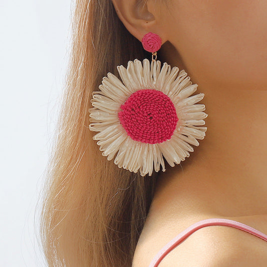 Retro Exaggerated Sunflower Holiday Street Earrings