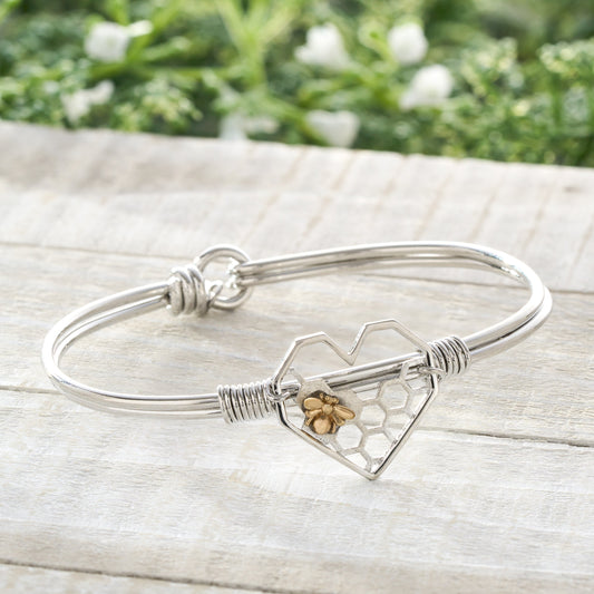 Silver Honeycomb Heart Bracelet