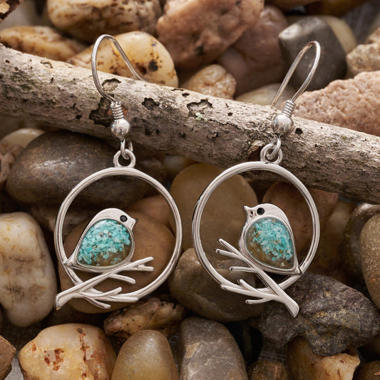 Sterling Silver Sand Birdie Branch Earrings