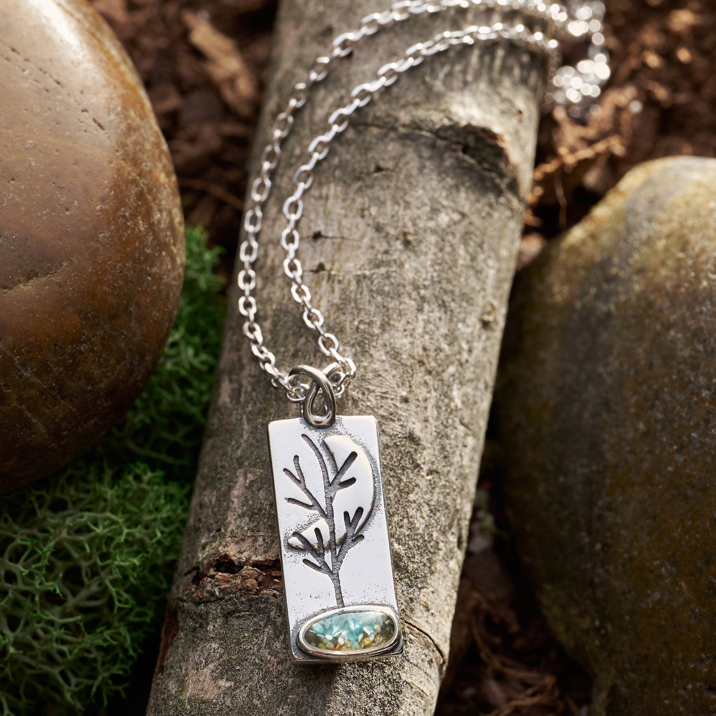 Turquoise Moon Tree Necklace