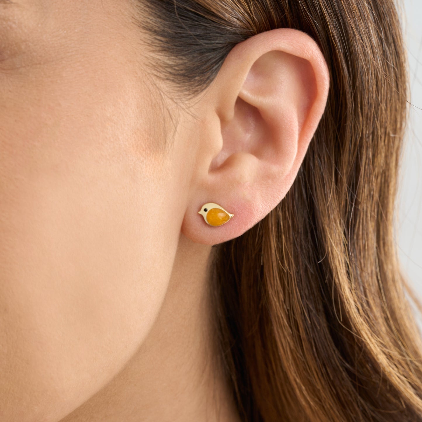 Gold Sterling Silver Yellow Sand Birdie Studs