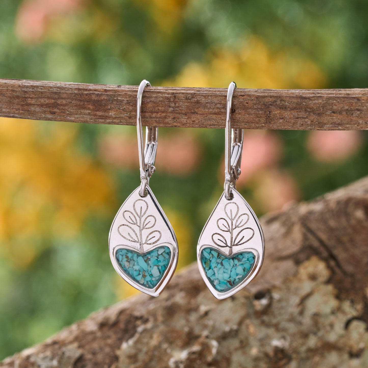 Turquoise Heart Leaf Earrings