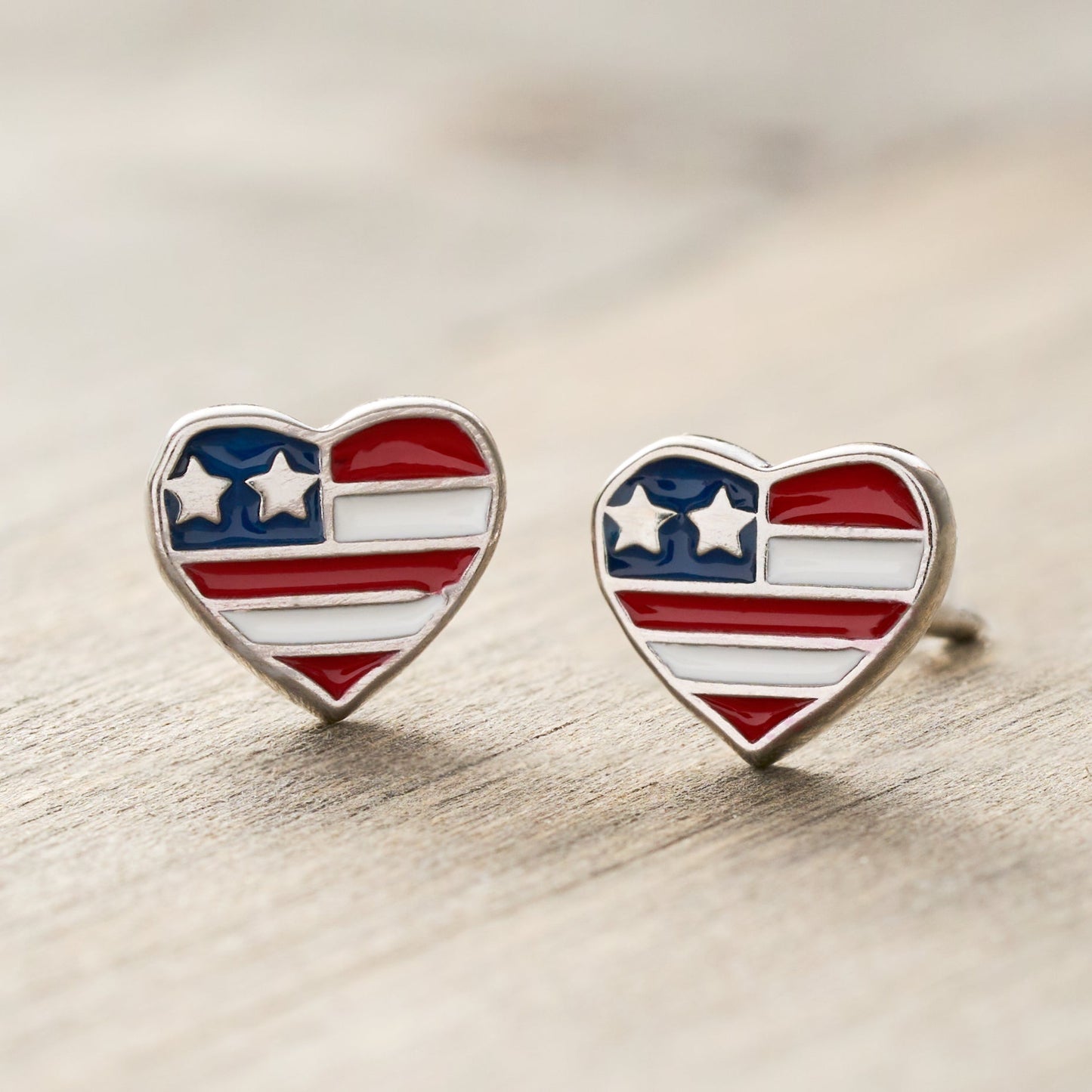 Sterling Silver American Flag Studs Duo