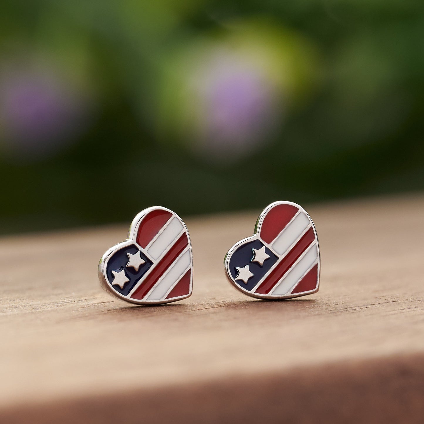 Sterling Silver American Flag Studs