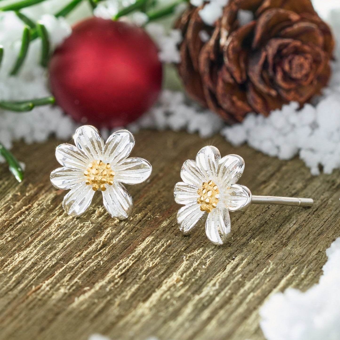 Sterling Silver Daisy Studs