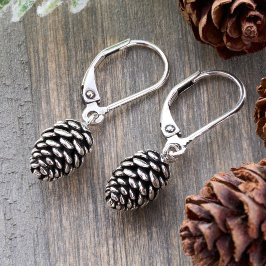 Vintage Leverback Pine Cone Earrings