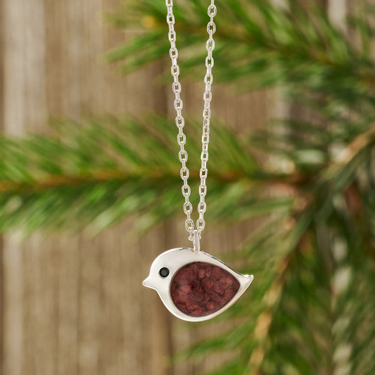 Sterling Silver Cinnabar Birdie Necklace