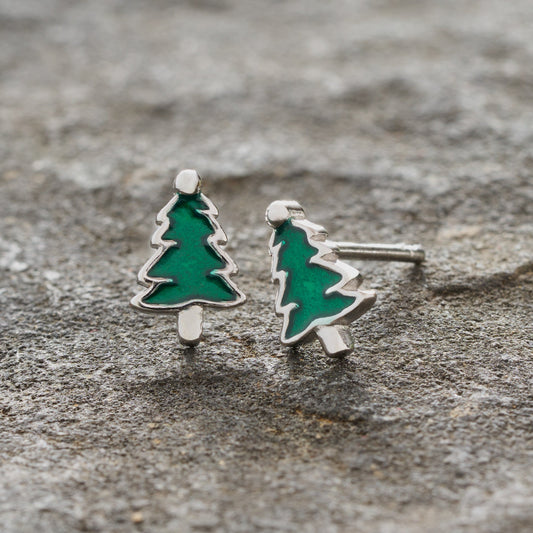 Sterling Silver Little Pine Tree Studs