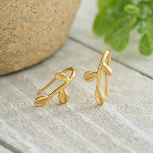 Gold Sterling Silver Little Tree Branch Earrings