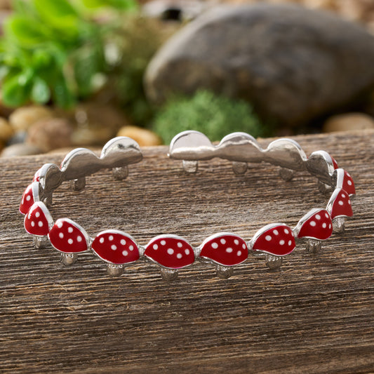 Red and White Mushroom Cuff Bracelet