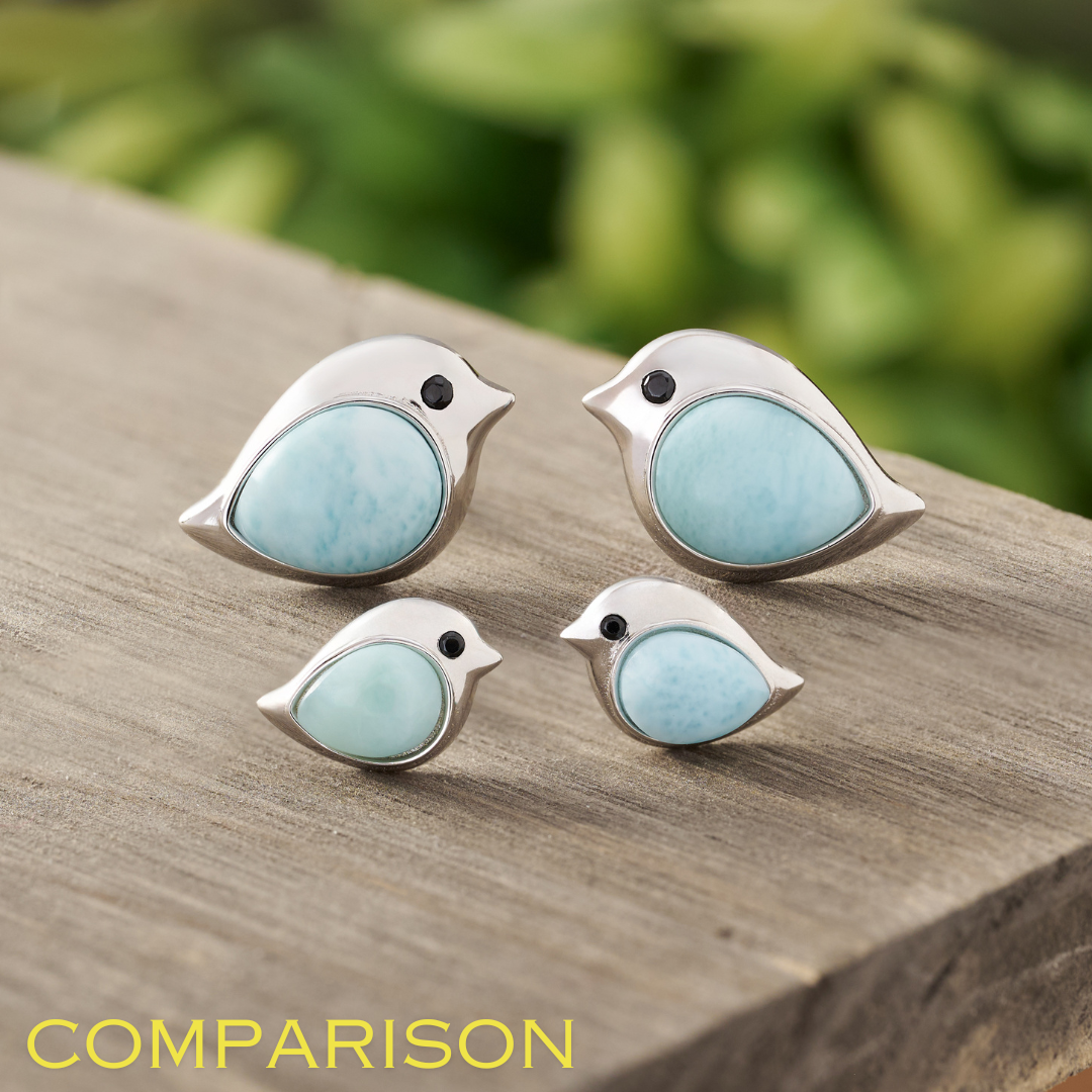 Sterling Silver Larimar Birdie Studs