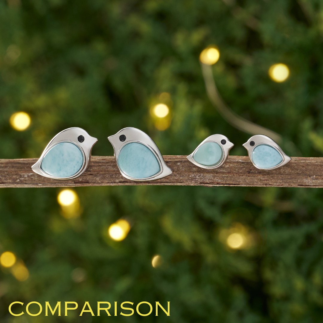 Sterling Silver Larimar Birdie Studs