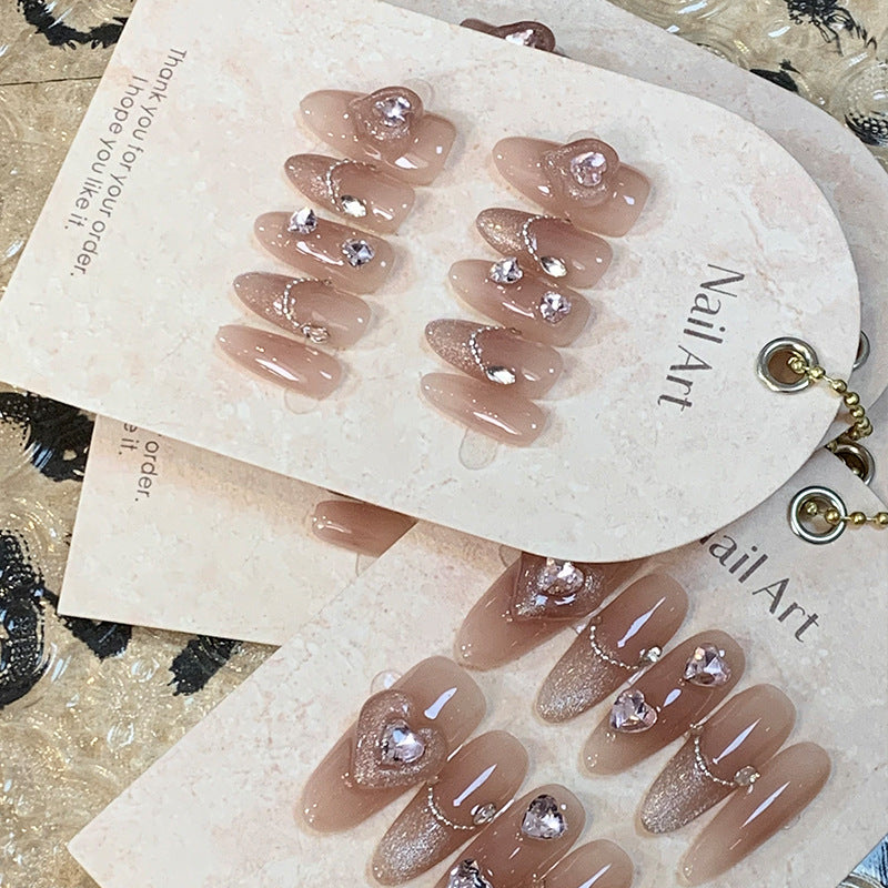 Elegant heart shiny Handmade Press on Nails
