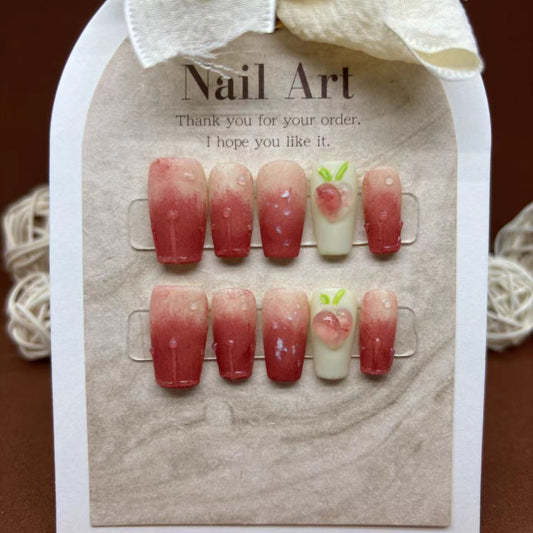 Handmade Blush butt peach Press on Nails