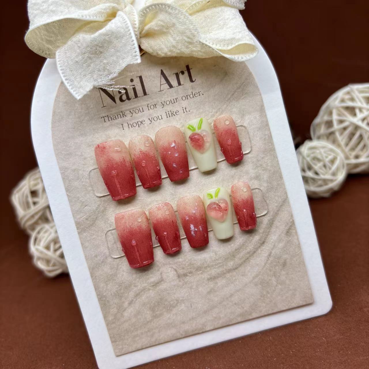 Handmade Blush butt peach Press on Nails