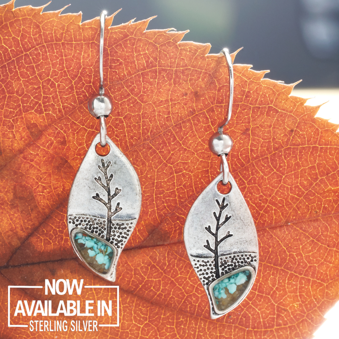 Turquoise Leaf Tree Earrings