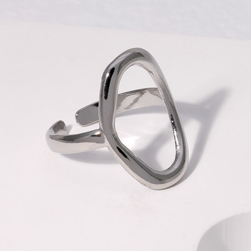 ins style simple geometric titanium steel ring women