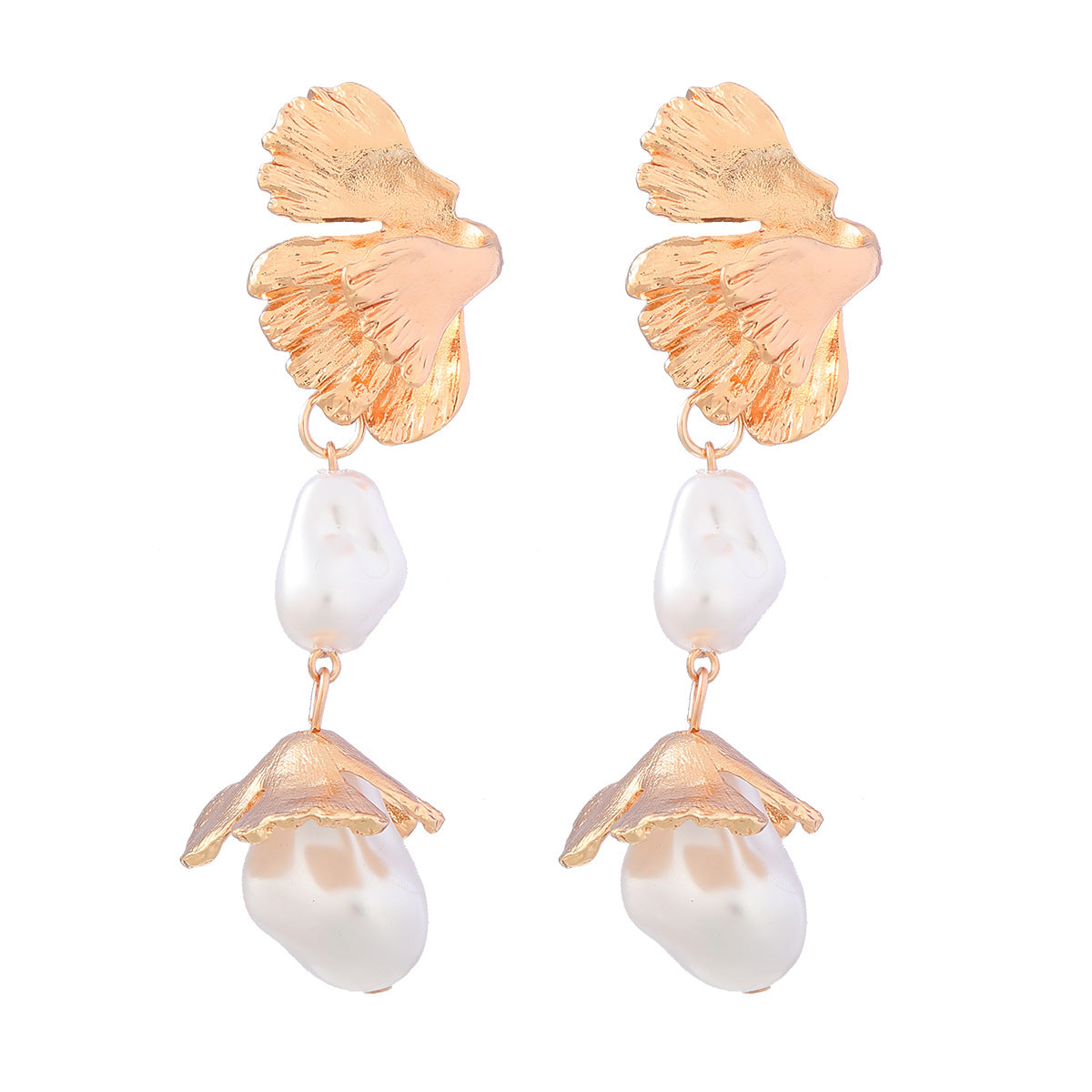 Faux Pearl Floral Earrings