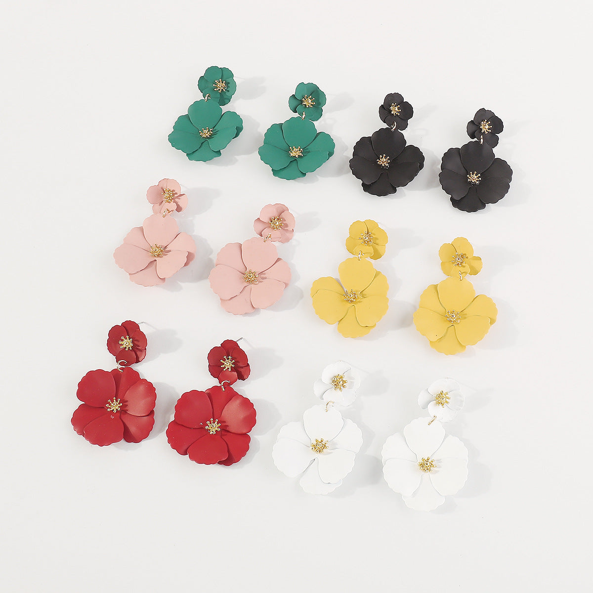 Creative Fashionable Alloy Spray Paint Multicolor Flower Stud Earrings for Women
